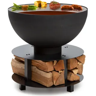 Blumfeldt Feuerschale, Tragbare Feuerschalen für den Garten, Outdoor Feuerstelle, Feuerschalen mit Grillrost, Feuerschale Groß, Gartenfeuerschale für Balkon & Terrasse, 60 x 56 x 60 cm