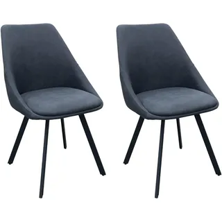 byLIVING Esszimmerstuhl JASPER, 2er Set, Bezug anthrazit, Gestell schwarz