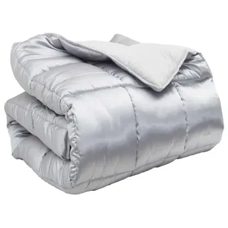 vidaXL Winterbettdecke Silber 135 x 220 cm Satin und Mikrofaser - Silber