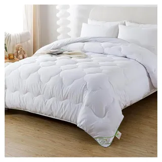 Lyocell-Bettdecke, 13,5 Tog, Bio-Basis, Eukalyptus-Lyocell-Mischgewebe, daunenähnliche Steppdecke mit 230T weicher Stoffhülle, Einzelgröße (135 x 200 cm)