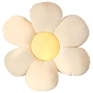 LATRAT Blumenboden Kissen Tatami Blumenförmiges Dekor, Sitzkissen Boden Aesthetic Zimmer Deko Bedroom, Cute Pillow, Plüsch-Bodenkissen für Schlafzimmer, Sofa, Stuhl, Weiß und Gelb, 40 x 40 cm