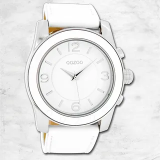 Oozoo Herren Armbanduhr Timepieces Analog Leder weiß UOC5387A