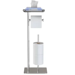 Stehender Toilettenpapierhalter mit Ablage Oben, Klopapierhalter aus Edelstahl mit Platz für 4 Ersatzrollen