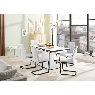 Hela »Ariana, Esstisch mit 6 Stühlen, ausziehbarer Küchentisch« Set, 1 Tisch ausziehbar / 6 Stühle, 7 Stk. tlg. Tisch 120-160cm, 6 Stühle mit hoher Belastbarkeit,