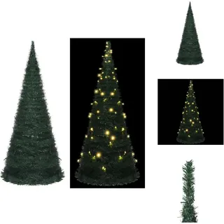 vidaXL Künstlicher Pop-Up-Weihnachtsbaum mit Beleuchtung Grün 210 cm - Weihnachtsbäume - Grün