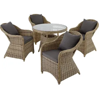 tectake Rattan-Sitzgruppe aus Aluminium Zürich, kein Aufbau, natur , Naturfarben , Kunststoff , Rechteckig , Gartenmöbel, Gartengarnituren, Gartenmöbel-Sets