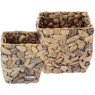 Topfset aus Wasserhyazinthe Pflanzgefäß Gefäß Blumentopf Blumen Pflanzen Pflanztopf Pflanzkorb Übertopf Schale Dekotopf geflochtener Deko Topf Übertopf Vase Korb Blumentöpfe für Kunstblume und Pflanze