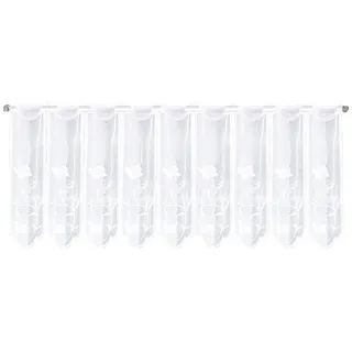 Werownsgso Schlichte Retro Kleine Gardinen 130x45cm Bistrogardine Einteilige Tüll Kurzgardine Mit Blumen Einfarbige Stickerei Warm Und Transparent Geeignet Für Küche Schlafzimmer Arbeitszimmer