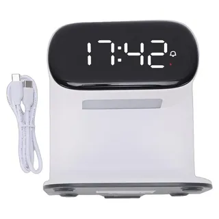 Digitaler Wecker mit kabelloser Schnellladestation, 15 W, Touch-Smart-Lampe, 3 Farben, Nachtlicht für Wohnzimmer, Nachttisch