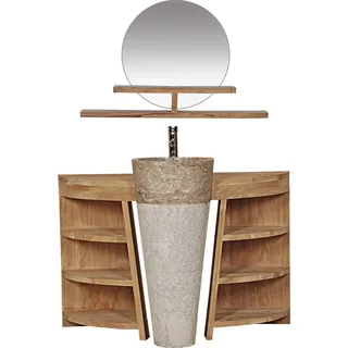Teako Design Badmöbel Set Laxa Massivholz Teak mit Marmor 120x90cm