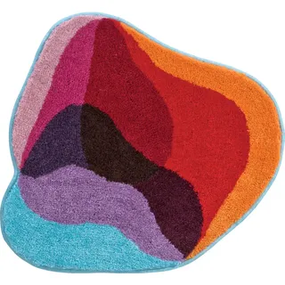Grund Badteppich , Blau, Rot , Textil , Wellen , rechteckig , 60x60 cm , Oeko-Tex® Standard 100, Made in Europe , rutschfest , Heimtextilien, Badtextilien, Badematten