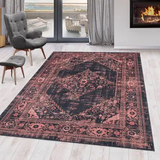 Ayyildiz Teppiche Teppich »FIESTA 4301« rechteckig 6 mm Höhe Läufer, pflegeleichter Kurflorteppich, moderner Vintage, Orient Optik, rot