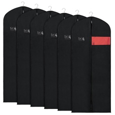 KEEGH Kleidersäcke Anzugtasche zur Aufbewahrung 152cm Kleiderhülle mit durchsichtigem Fenster Atmungsaktive Kleidertaschen mit stabilem durchgehendem Reißverschluss für Abendkleidern, 6 Stück
