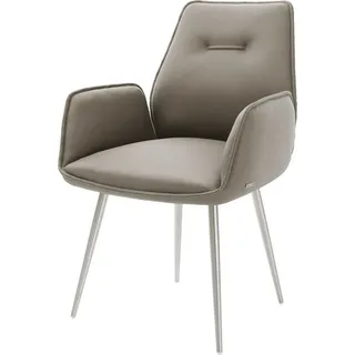 DeLife Esszimmerstuhl Zoa-Flex Leder schlamm 4-Fuß konisch Edelstahl