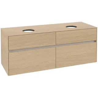 Villeroy & Boch Collaro Waschbeckenunterschrank, für 2 Waschbecken, 1400x548x500mm, C04800VJ, Farbe: Front/Korpus: Nordic Oak, Griff: Cashmere Grey