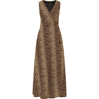 faina Damen Maxikleid mit Leoprint, Beige Leo, M