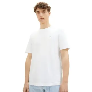TOM TAILOR Denim T-Shirt »Crewneck« mit kleinem Logo-Print, weiß