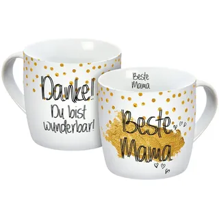 Gedalabels Tasse Beste Mama 0,3 l Weiß/Gold
