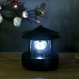 Greensen Solar Leuchtturm mit 360° Rotation, Solarbetriebene Gartenlampe als Deko für Außenbereich, IP44 Wetterfest, LED Dekoleuchte für Garten, Terrasse, Rasen, Hof