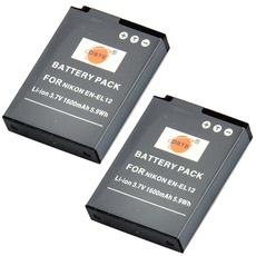 DSTE 2-Pack Ersatz Batterie Akku für Nikon EN-EL12 Coolpix P300 P310 P330 P340 S31 S70 S610 S620 S630 S640 S800c S1000pj S1100pj S1200pj S6000