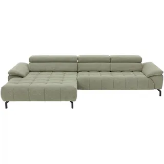 Beldomo Style Ecksofa , Grün , Textil , Uni , Ottomane links, L-Form , 329x190 cm , Goldenes M , erweiterbar, Fußauswahl, Stoffauswahl, Liegefunktion, Hocker erhältlich, individuell planbar , Wohnzimmer, Sofas & Couches, Wohnlandschaften, Ecksofas