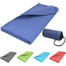 ZOLLNER Strandtuch aus Mikrofaser - leichtes und saugstarkes Handtuch in 90x180 cm - mit praktischer Tragetasche - blau - waschbar bis 60°C