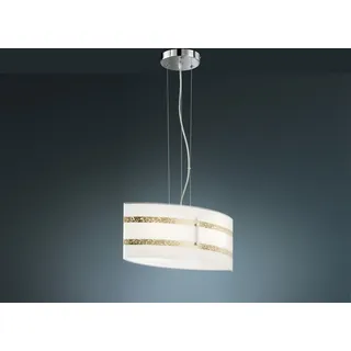 2 flammige Hängeleuchte mit Glasschirm in weiß mit 2 goldfarbenen Streifen E27 - Weiß, Gold