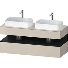 Duravit Qatego Konsolenwaschtischunterbau, 2 Auszüge, 2 Schubkästen, 2 Ausschnitte, 1400x550x600mm, Nische Eiche Schwarz, QA4767016, Farbe: Taupe Matt