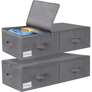 Klappbare Unterbettbox 2x 70L mit Deckel und Griffen für Kleidung und Bettwäsche