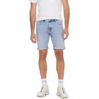 ONLY & SONS Herren Jeans Short ONSPLY 5189 - Regular Fit - Blau - Light Blue, Größe:XS, Farbe:Light Blue Denim 22025189