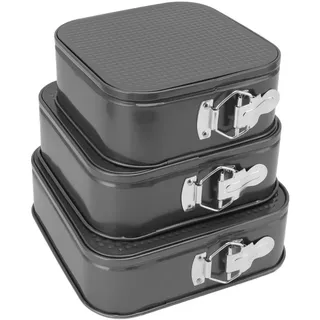 Kuchenform Springform Set, 3 Stück Antihaft Springform Rechteckpfannen Abnehmbarer Boden Auslaufsicher Käsekuchenform Schnellverschluss Backformen(22/24/26cm)