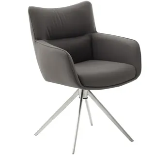 MCA Furniture 4-Fußstuhl LIMONE Leder grau 2er Set