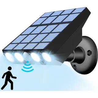 Solarleuchten für Außen Garten mit Bewegungsmelder, LED Solar Straßenleuchte Aussenlampe IP65 Wasserdichte 3 Modi Gartenleuchten, Weiß