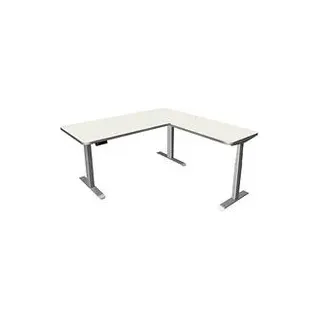 Kerkmann Move 3 Premium elektrisch höhenverstellbarer Schreibtisch weiß L-Form, T-Fuß-Gestell silber 180,0 x 180,0 cm