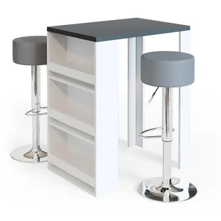 Vicco Bartisch Bartresen Stehtisch Tisch Tresentisch Bistrotisch Weiß Anthrazit inkl. Barhocker