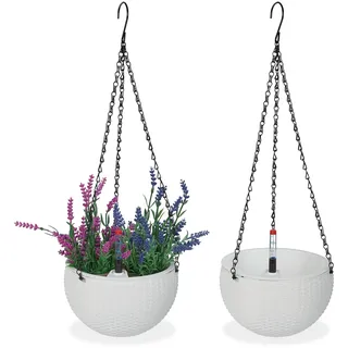 Relaxdays Blumenampel 22,5 x 18,5 x 19,5 cm Weiß