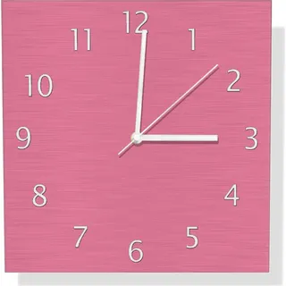Wallario Design Wanduhr Pastellrot aus Aluverbund, Größe 30 x 30 cm - Rosa