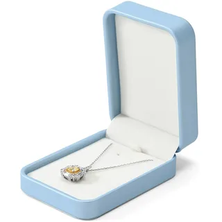 Papten Ketten Aufbewahrung Schmuckaufbewahrung Anhänger geschenkbox Blau | halskette box,schmuckaufbewahrung für ketten Schmuck Geschenkbox für Valentinstag Geburtstag,Leder,schmuckkästchen klein