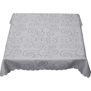 Tischdecke Ranken Schnörkel glänzend Ornament  hellgrau - 130 x 130 cm - Hellgrau