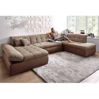 DOMO collection Wohnlandschaft »Moric U-Form, auch in Cord, Breite 353cm, viel Platz« im XXL-Format, wahlweise mit Bettfunktion und Armlehnenverstellung, bunt