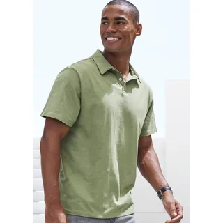 Poloshirt JOHN DEVIN "mit Slub-Garn Struktur", Herren, Gr. XL (56/58), grün (khaki), Jersey, Obermaterial: 100% Baumwolle, meliert, bequem normal, Rundhals, abgesteppte Kante, Shirts Poloshirt, aus leichter, strukturierter Baumwollqualität