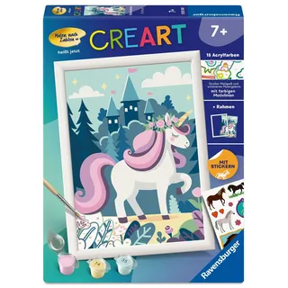 Ravensburger CreArt 12023188 - Einhorn Aurora - Malen nach Zahlen für Kinder ab 7 Jahre, Malset mit Rahmen, Pinsel und Acrylfarben, Geschenk für Mädchen und Jungen