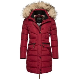 Navahoo Steppmantel Paula stylischer Winter Parka m. edlem Fellimitat, rot