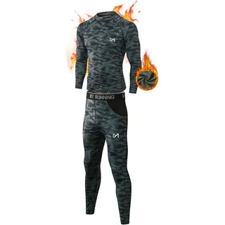 MEETYOO Thermounterwäsche Herren Funktionswäsche Skiunterwäsche Männer | Thermo Unterwäsche Herren Kompressionswäsche Base Layer Unterhemd Unterhose Schnell Trocknend Warm