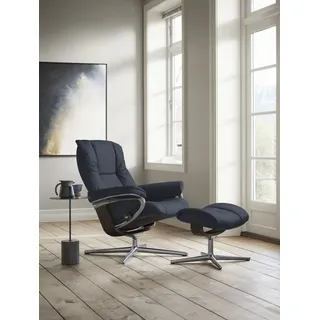 Stressless® »Mayfair« Set, Relaxsessel mit Hocker, mit Hocker, mit Cross Base, Größe S, M & L, Holzakzent Wenge blau