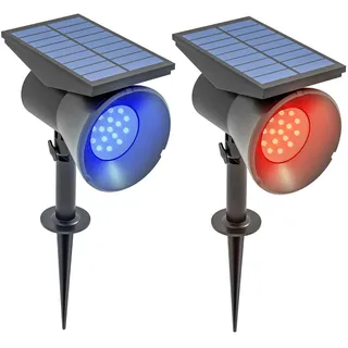 Outsunny Solarleuchten, 2 Stück Solarlampen, Solar Gartenleuchte mit 2 Lichtfarben, Boden-/Wandmontage, IP54 Wasserdicht für Balkon, Terrasse, Schwarz