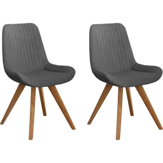 Home affaire Schalenstuhl »Bratislava« (Set) 2 Stk.Gestell Eiche massiv geölt, Easy Care-Stoff, grau