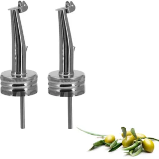 Westmark 2 Spirituosen-/Öl-Ausgießer für Flaschen mit Schraubgewinde, ø 28 mm, mit Kläppchen, mit Luftröhrchen, Metall/rostfreier Edelstahl, Inox Gastro, Silber, 45202280