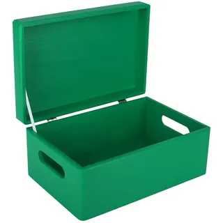 Creative Deco Grün Holzkiste mit Deckel | 30 x 20 x 14 cm (+/- 1 cm) | Erinnerungsbox Baby Groß Kasten | Ostern Holzbox mit Deckel und Griffen | Für Dokumente Wertsachen Spielzeug Werkzeuge