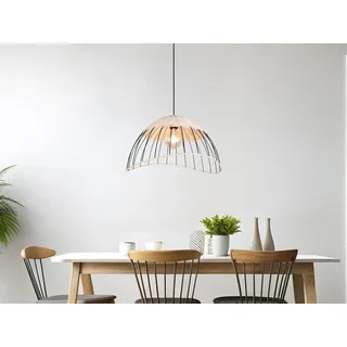 Große skandinavische LED Pendelleuchte Rattanlampe mit Draht für Esstisch Ø 48cm